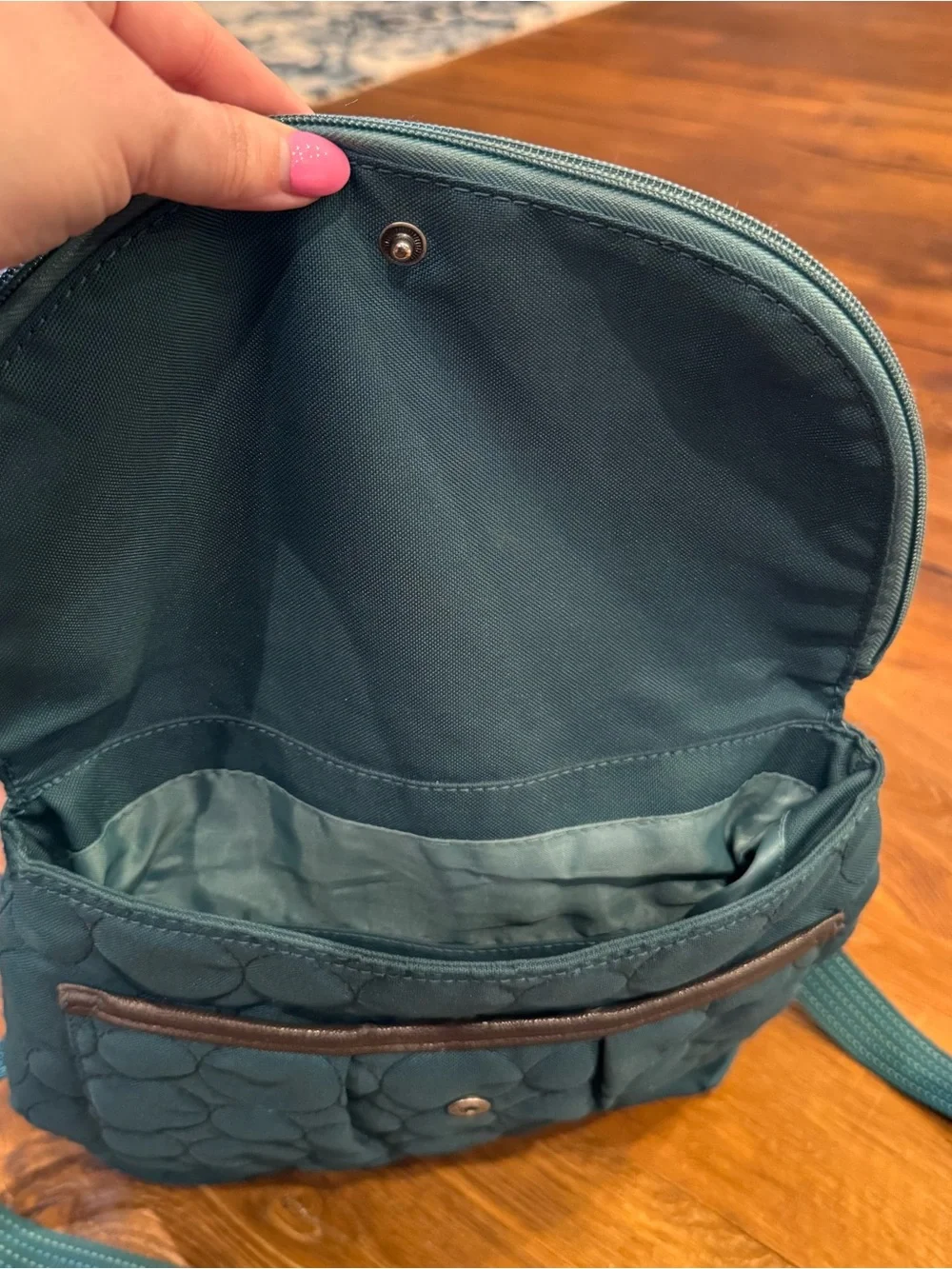 thirty-one Quilted Green Crossbody with Monogram K
